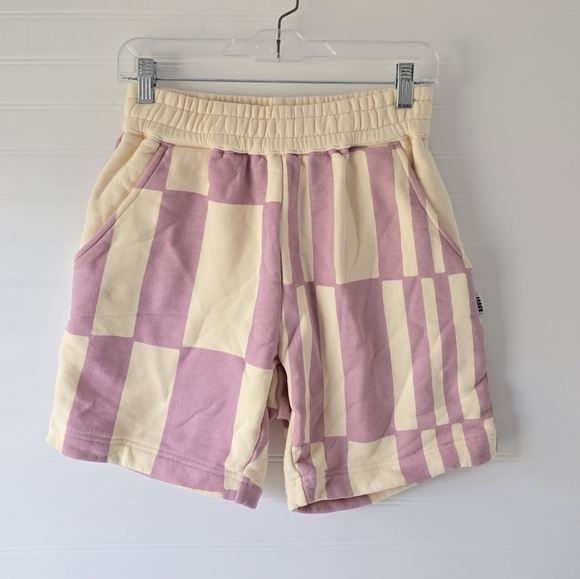 Krost x Barney's NY Checkered Shorts XS in Cherry Blossom Purple Cream - Picture 2 of 8